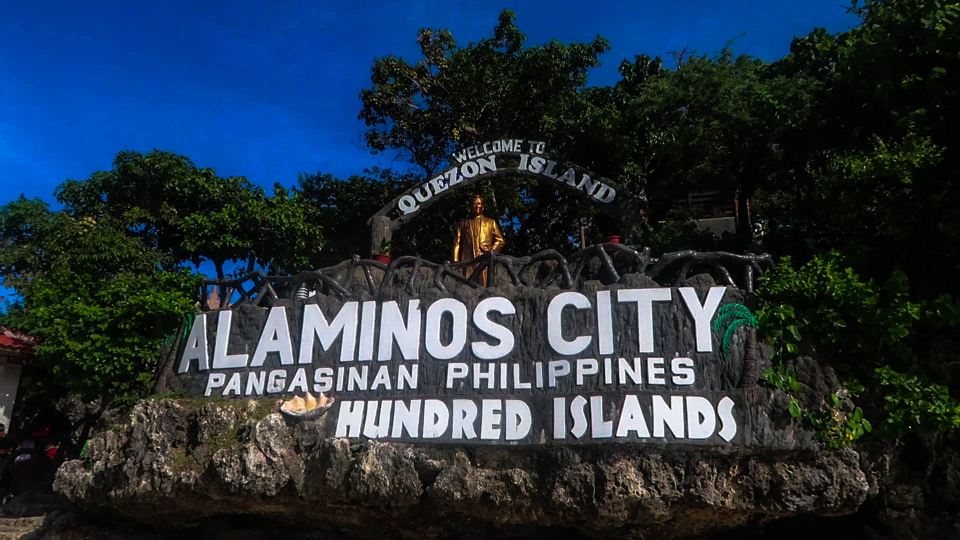 Bronze statue of Manuel L. Quezon on quezon island at hundred islands pangasinan philippines